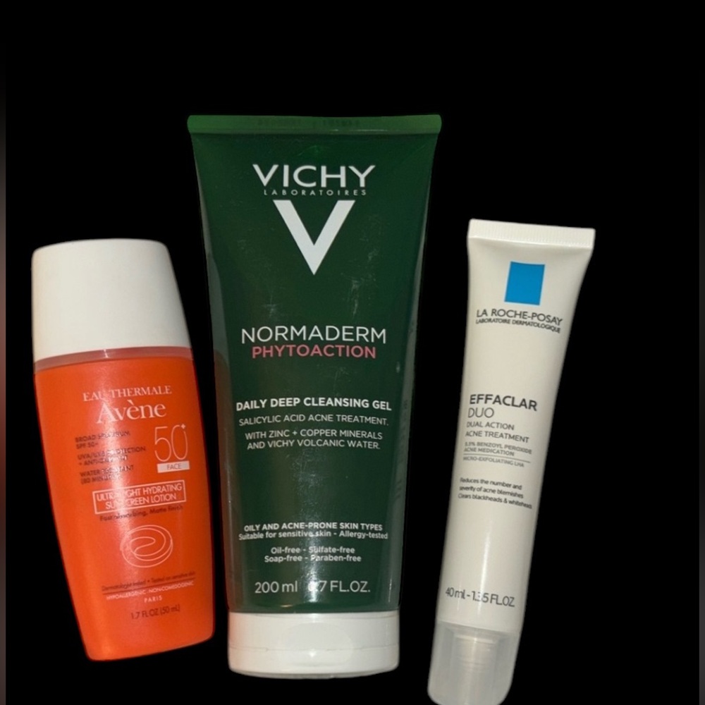 3 (Avene, Vichy and LaRochePosay) highly effective Acne Skincare Bundle NWT